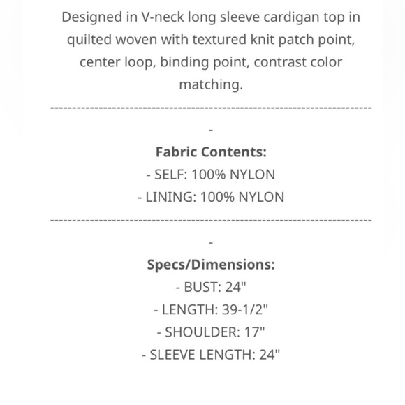 #027 Last 1!! M/L POL cardigan in quilted woven with textured knit patch point - Picture 6 of 6